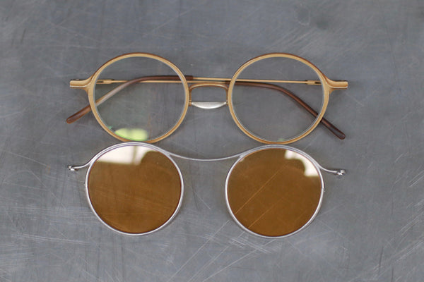 Rigards X TVA Joint RG2000TVA Stainless Steel + Pure Titanium Alloy 925 Silver Sunglasses Series RG-RG2000TVA(A)-GDJHP-F Antique Gold + Titanium Frame Transparent + Yellow Lens